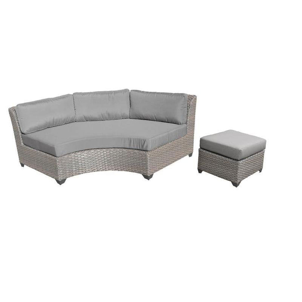 2 Piece Curved Armless Patio Sofa with Ottoman O8824