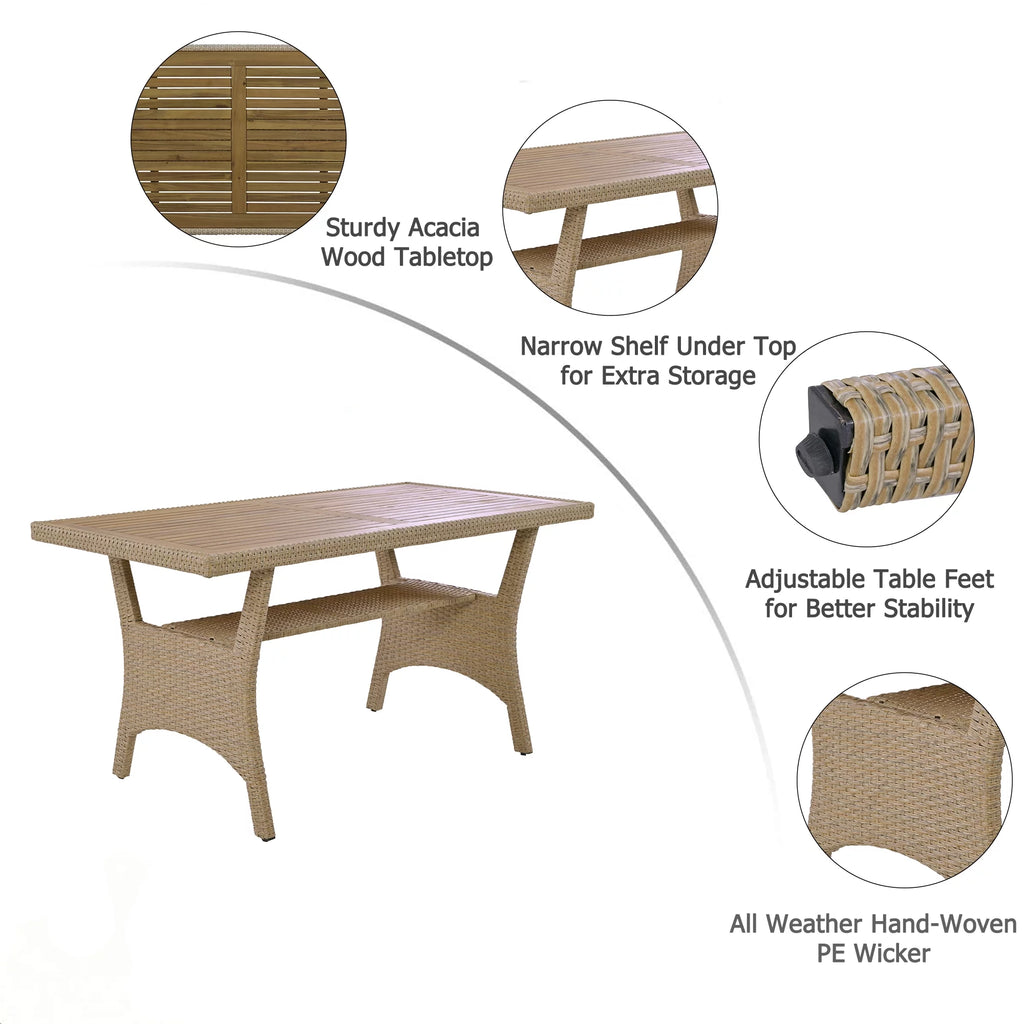 Brown 7 Pcs Wicker Patio Dining Set S7196