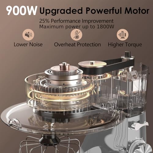 900W 8.5 QT Tilt-head Stand Mixer with Dough Hook, Wire Whip, Flat Beater & Splash Guard Q12582