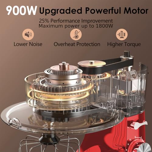 900W 8.5 QT Tilt-head Stand Mixer with Dough Hook, Wire Whip, Flat Beater & Splash Guard Q12582