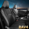 Black Faux Leather Car Seat Covers Full Set V7688