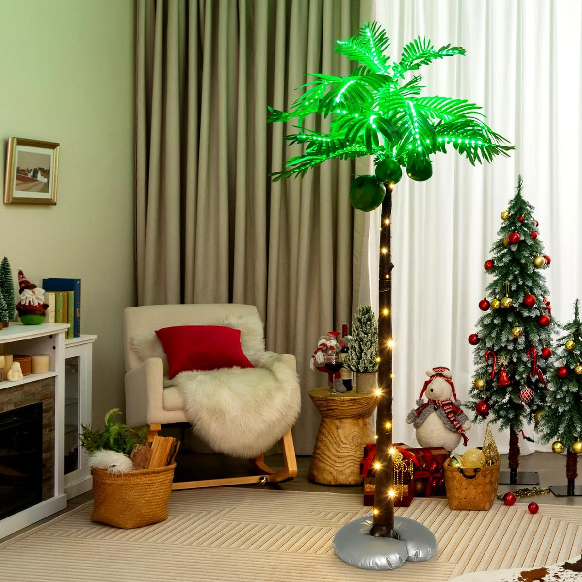 6FT Lighted Artificial Palm Tree with 309 LED Lights L637651