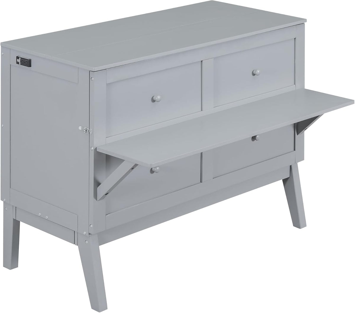 Gray Full Size Murphy Wall Bed with Cabinet P3293