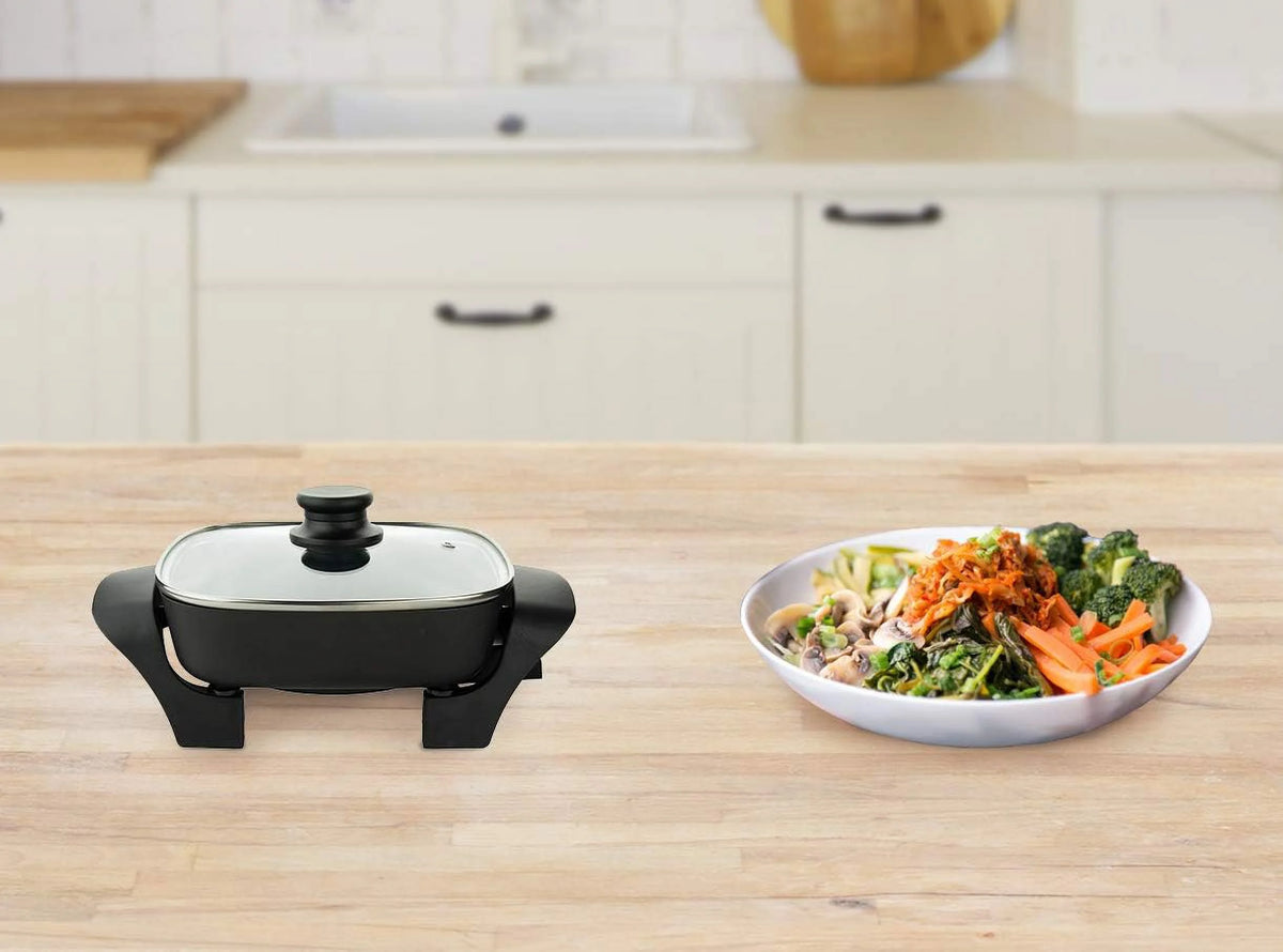8-Inch Nonstick Electric Skillet With Glass Lid, Black P6192