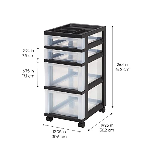 Black 10-Drawer Plastic Rolling Cart J162