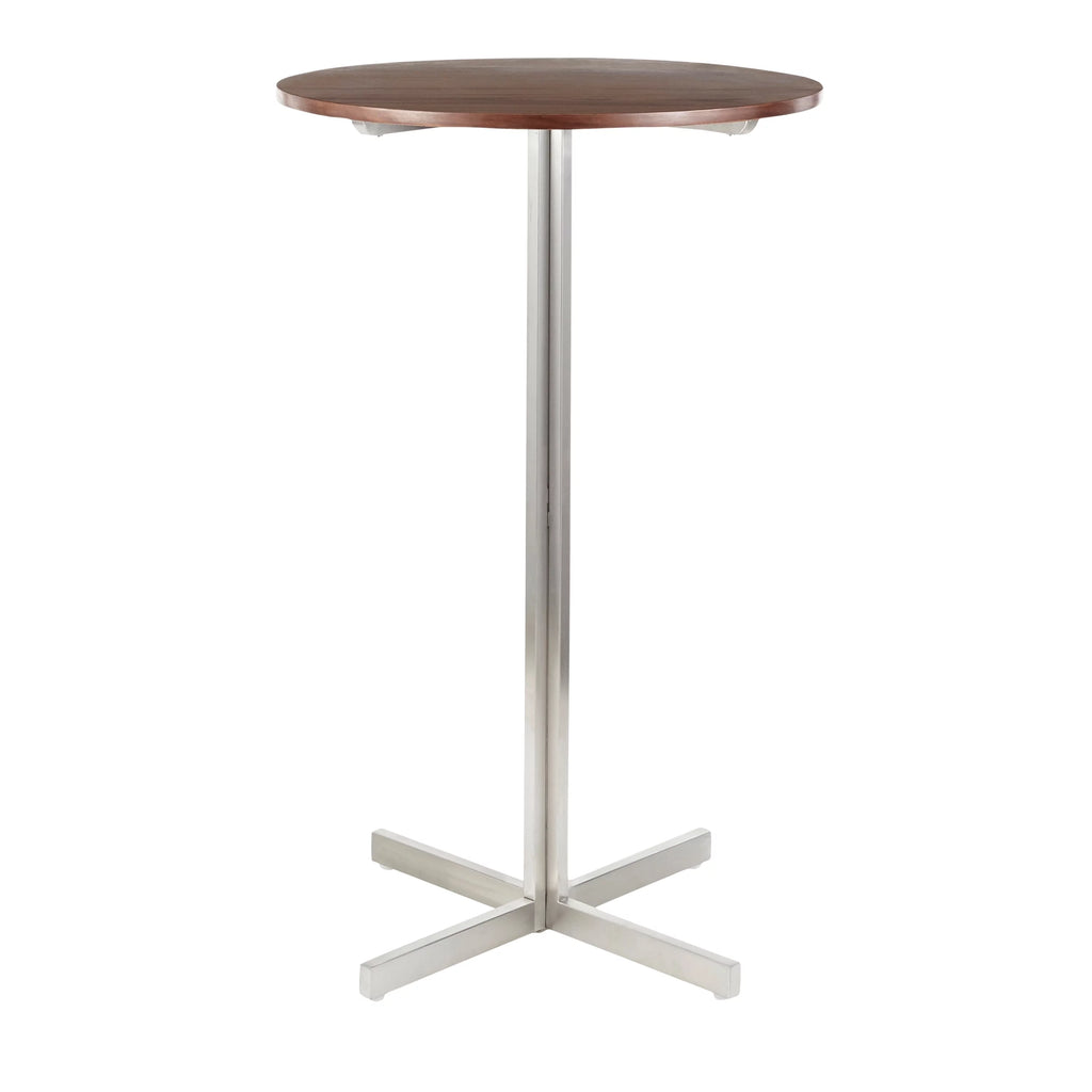 Contemporary Round Bar Table Walnut Wood Y855465