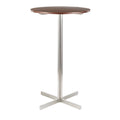 Contemporary Round Bar Table Walnut Wood Y855465