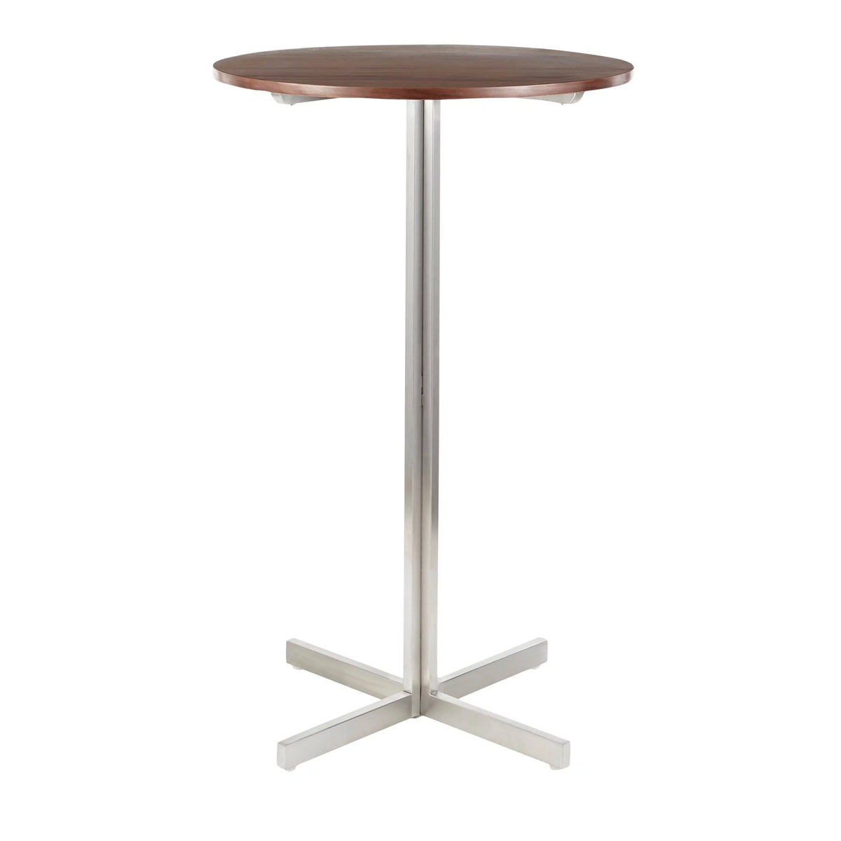 Contemporary Round Bar Table Walnut Wood Y855465