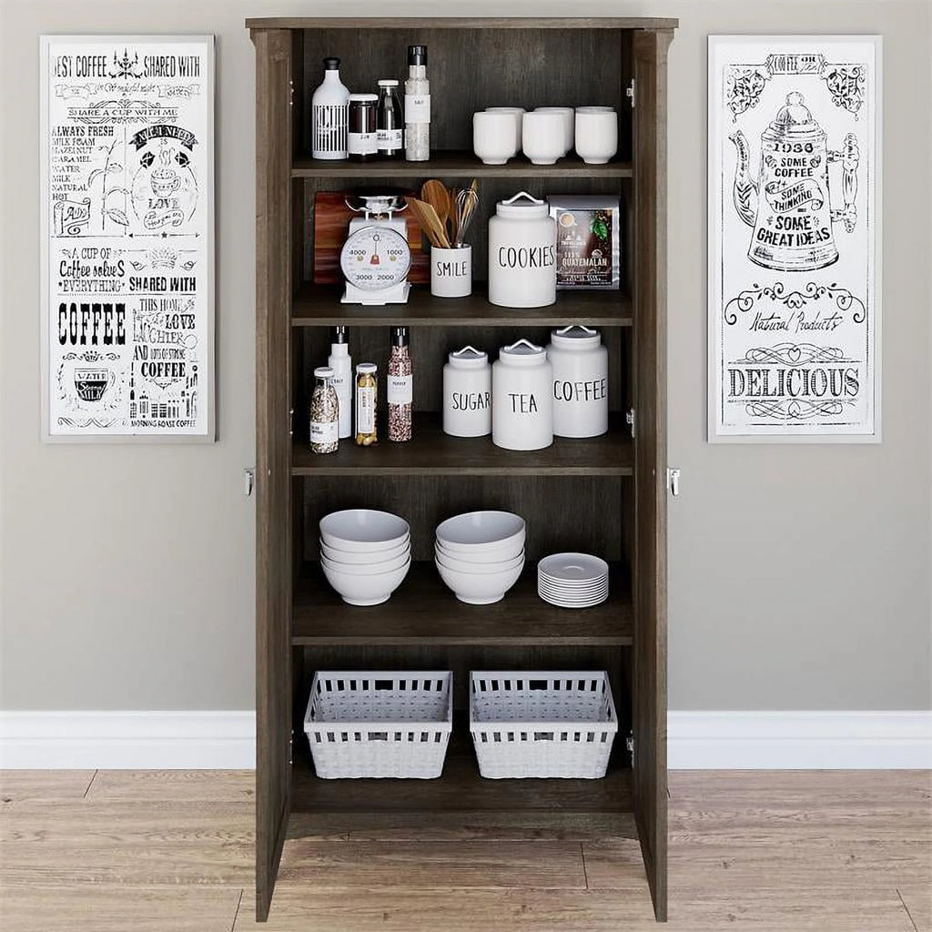 Ash Brown Engineered Wood Kitchen Pantry Cabinet with Doors W6153