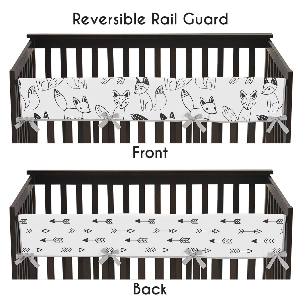 Black and White Microfiber Crib Rail-Guard Cover E546108