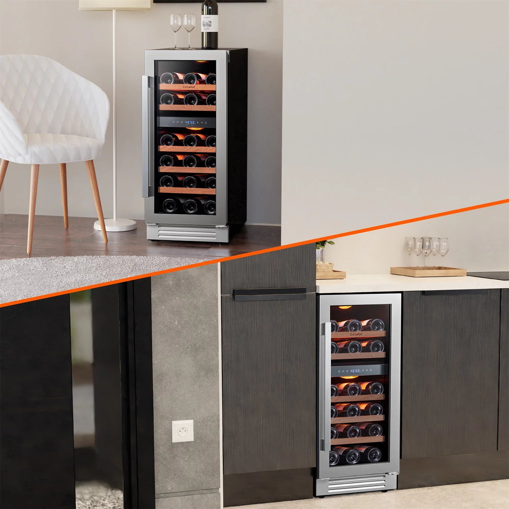 15 inch 28 Bottle Dual Zone Stainless Steel Wine Cooler K993
