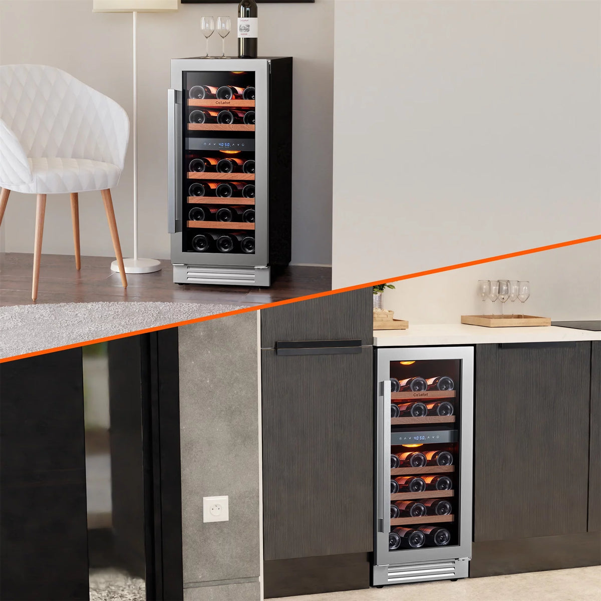 15 inch 28 Bottle Dual Zone Stainless Steel Wine Cooler K993