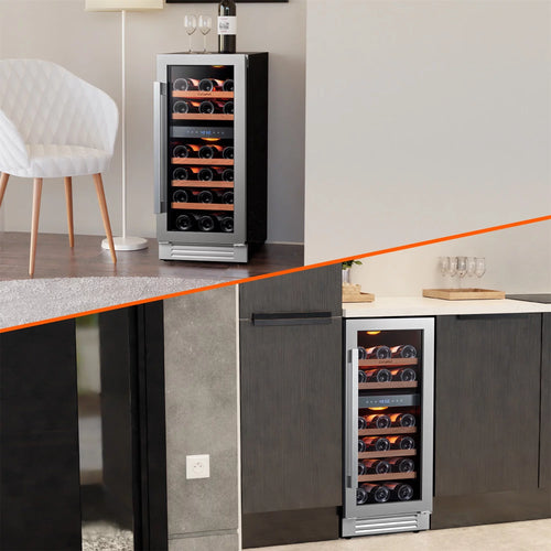 15 inch 28 Bottle Dual Zone Stainless Steel Wine Cooler K993