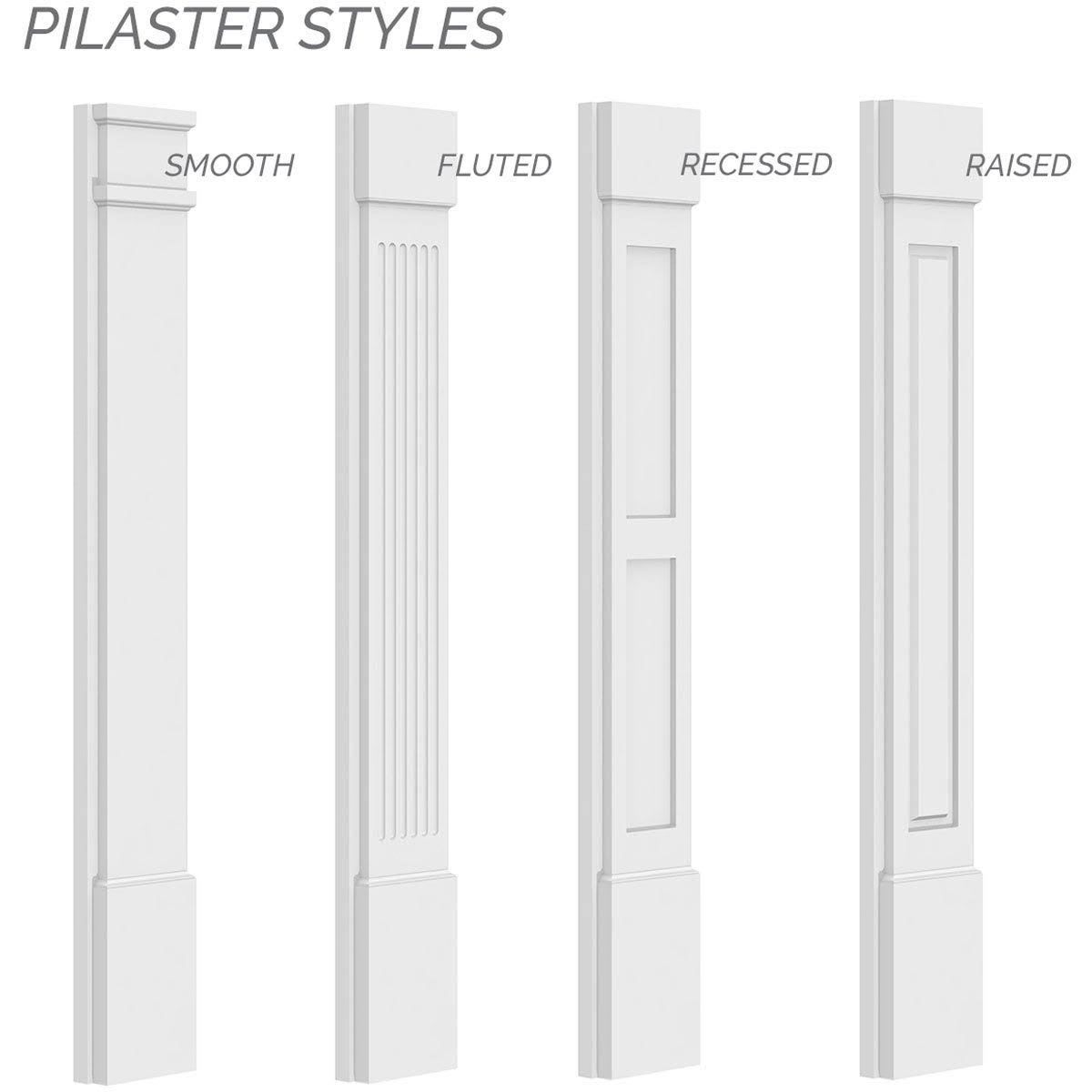 Two Equal Flat Panel PVC Pilaster with Decorative Capital & Base (Pair) O32021