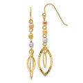 14 Karat Tri-color Diamond-cut Dangle Earrings P592