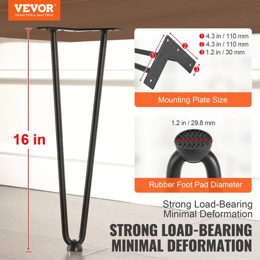 16" Solid Metal Heavy Duty Furniture Legs J983479