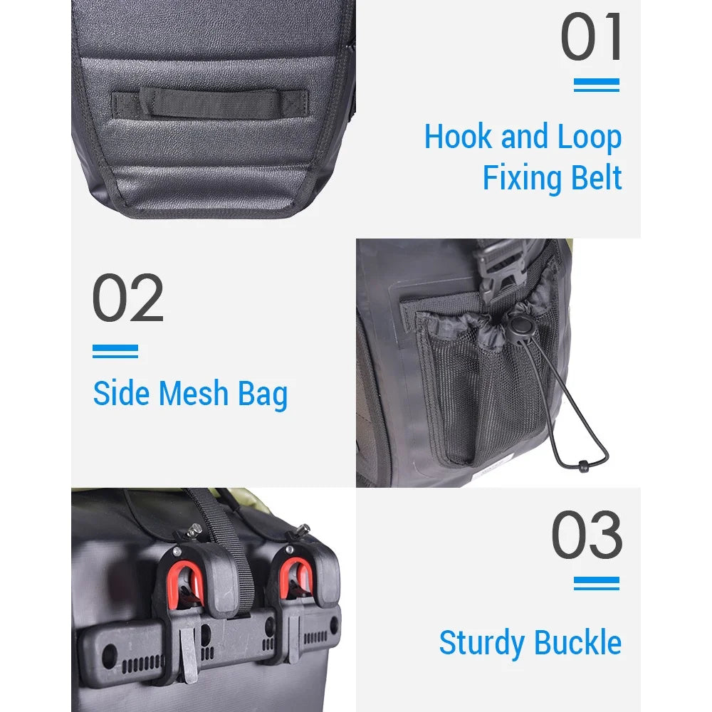Waterproof Bike Pannier Bag 25L Rear Rack Saddle Bag H3226