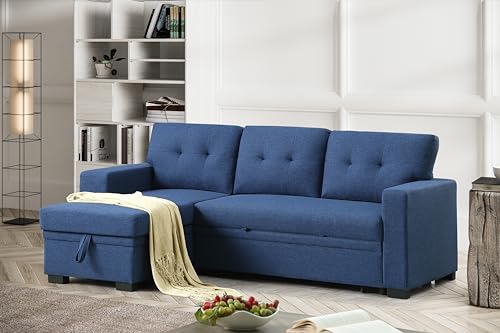 4-in-1 Convertible L Shaped Couch with Pull Out Bed and Storage Sectional Sleeper Sofa L376122