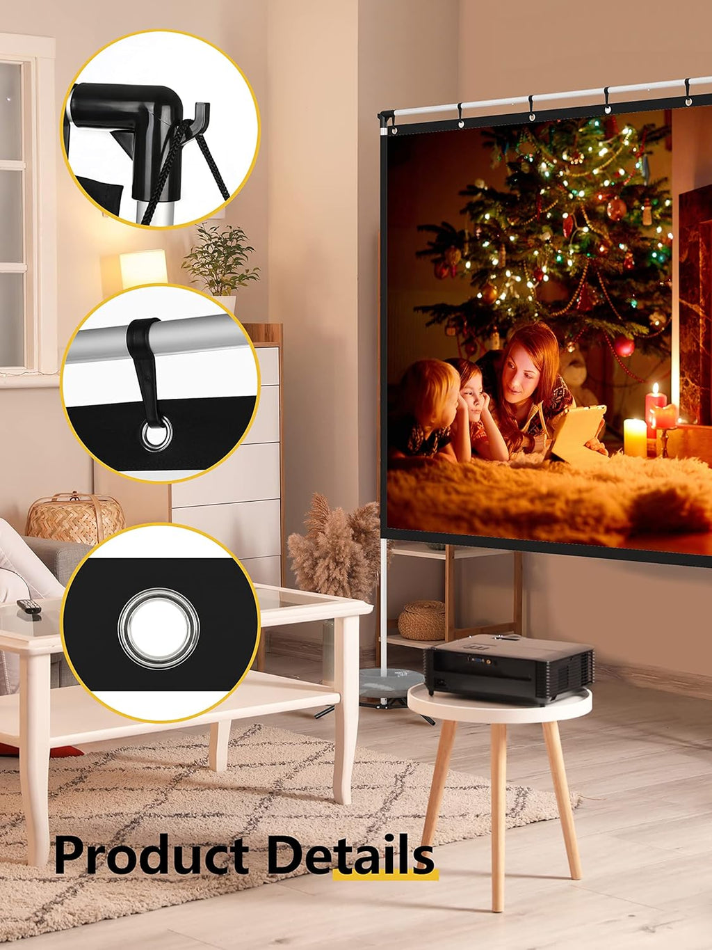 120 Inch 16:9 Portable Projector Screen with Stand and Carry Bag I816