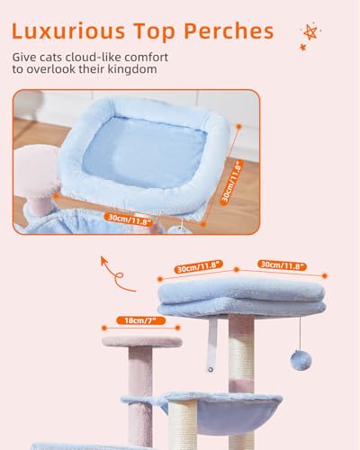 39.4-Inch Plush Cat Tree with 5 Scratching Posts W161172