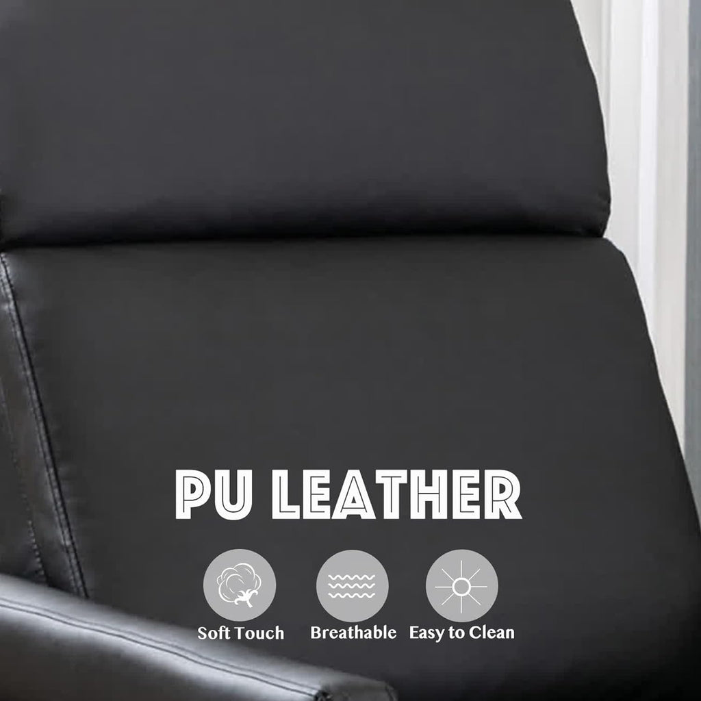 Black PU Leather Recliner Chair with Thick Cushion G9344