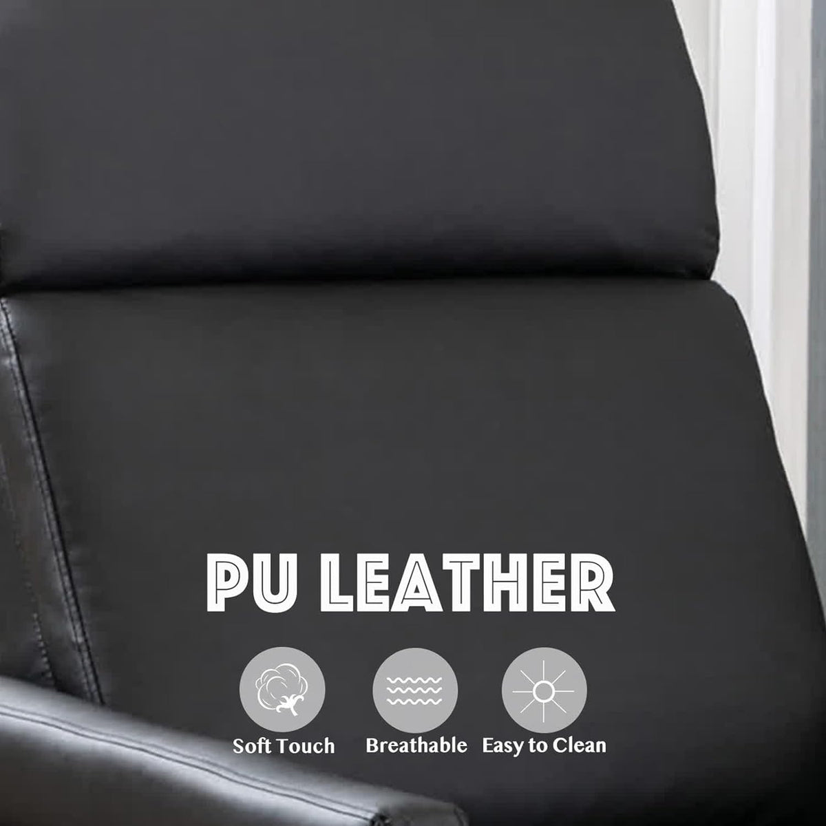 Black PU Leather Recliner Chair with Thick Cushion G9344