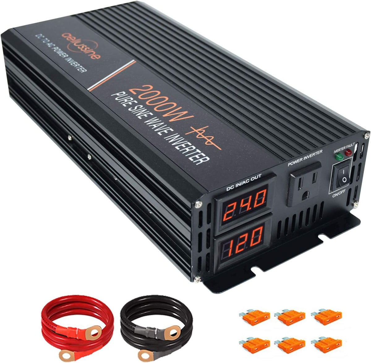 Pure Sine Wave Power Inverter 1000W 12V DC to AC 120V Surge 2000 Watt with LED Display V508