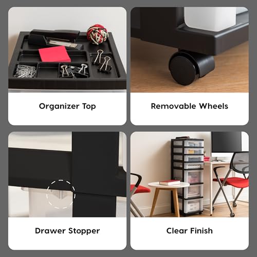 Black 10-Drawer Plastic Rolling Cart J162