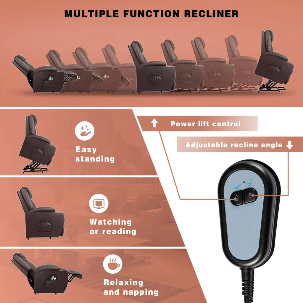Black Faux Leather Power Lift Recliner S6538