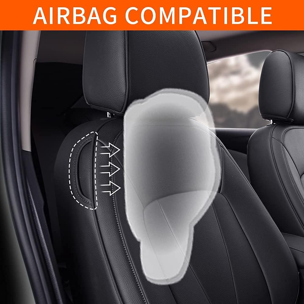 Black Faux Leather Car Seat Covers Full Set V7688