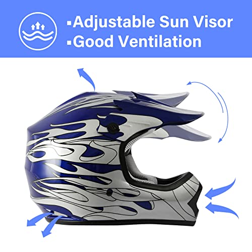 Youth Kids Dot Helmet Motorcycle Motocross Offroad Helmet Goggles Gloves M64091