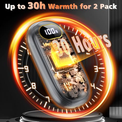 Hand Warmers Rechargeable 2 Pack with Dual-Sided Heating, LED Display & Flashlight J383