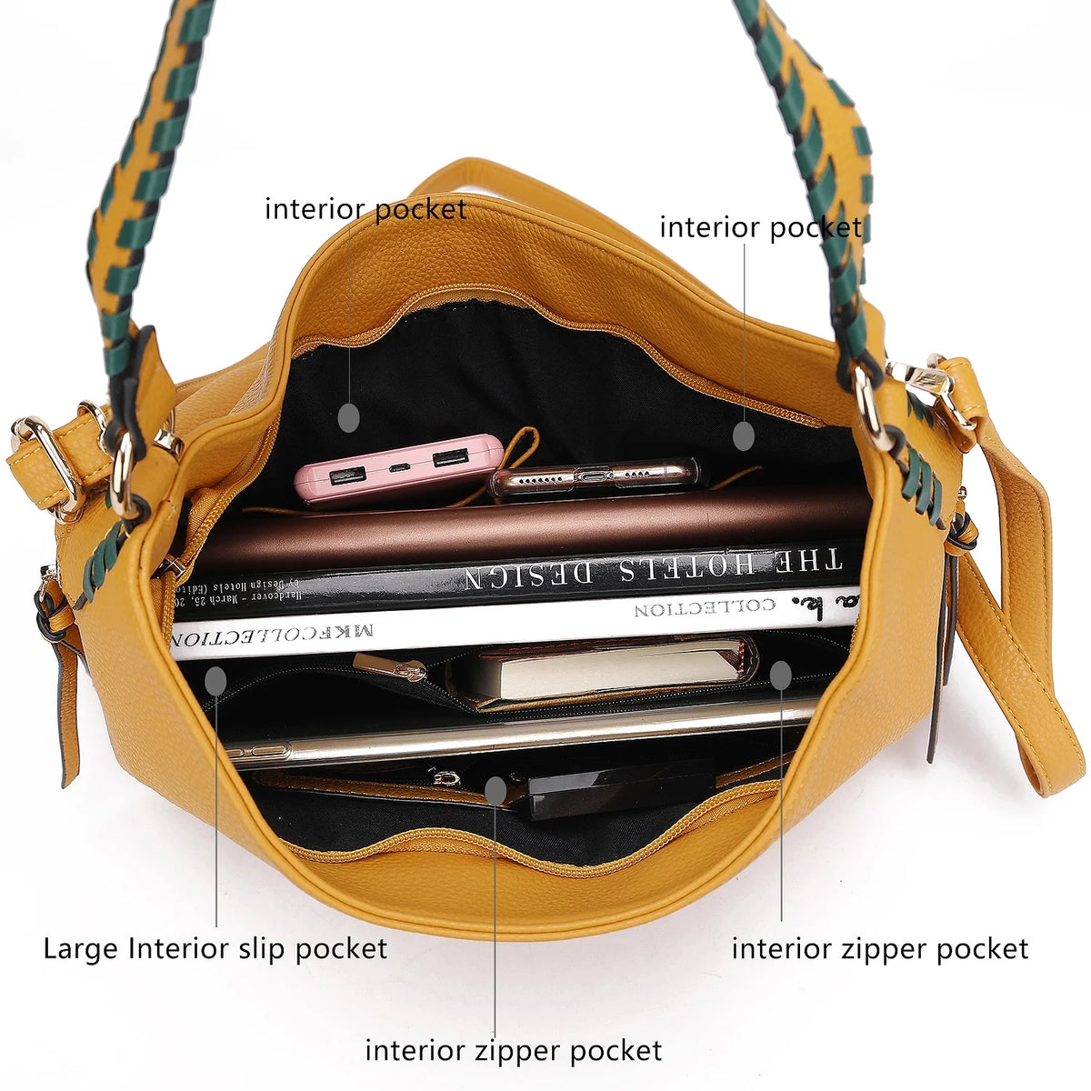 Vegan Leather Womens Shoulder Bag with Wallet 2 Pieces G44496
