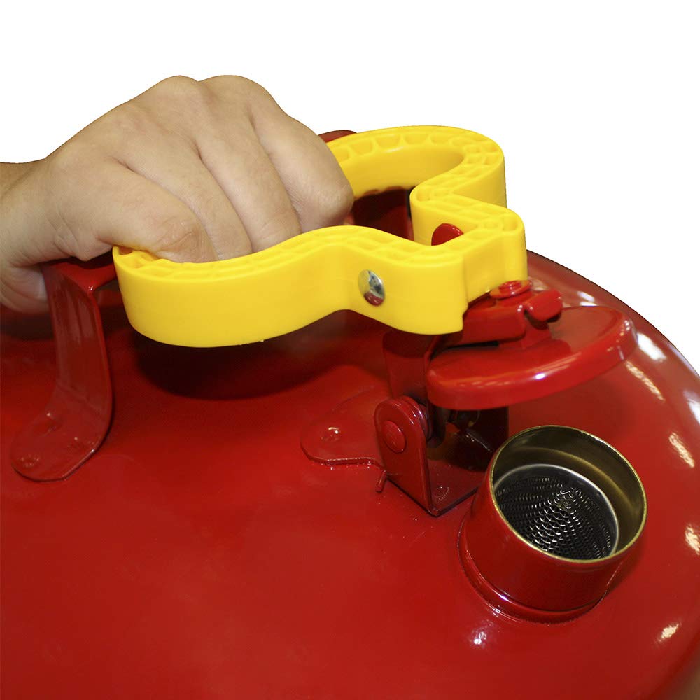Red Galvanized Steel Type I Gasoline Safety Can with Funnel, 5 gallon Capacity P3702