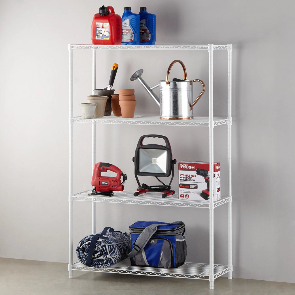 Steel 4-Tier Storage Shelf Unit White T5152
