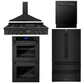 Black Stainless 48 Rangetop Hood Refrigerator Dishwasher Double Wall Oven A757218