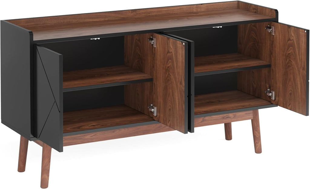 Black 55" Wood Sideboard Cabinet with Doors J88499