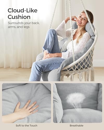 Cream White Hanging Hammock Chair with Cushion W2507