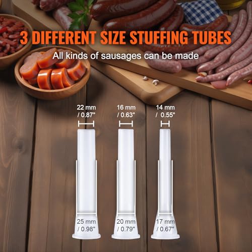 7 L / 15 LBS Vertical Manual Sausage Stuffer, 304 Stainless Steel, 5 Stuffing Tubes P562254