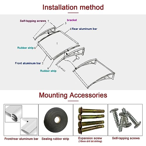 Brown Polycarbonate Front Door Canopy Awning (47"x43") Z9030