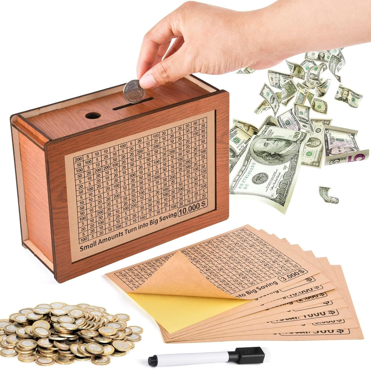 Wooden Money Saving Box with Counter L4622
