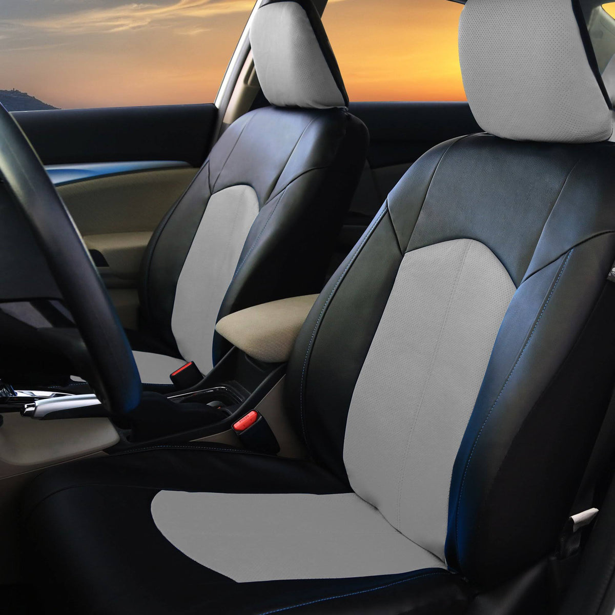 Perforated Leatherette Full Set Car Seat Covers K2867