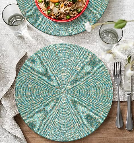 Gold White 13" Round Set of 4 Beaded Placemat O9313