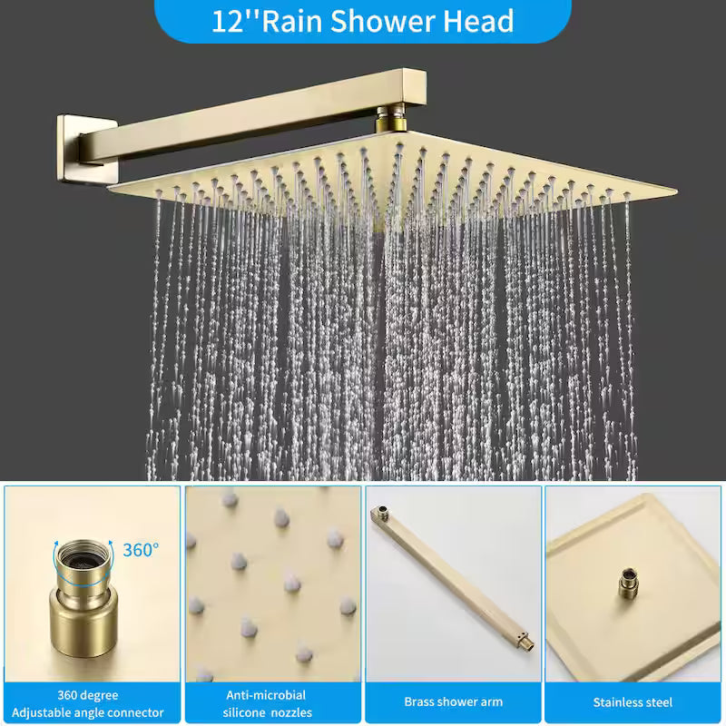 Brushed Gold 12 in. Shower Faucet Head with Handheld L688