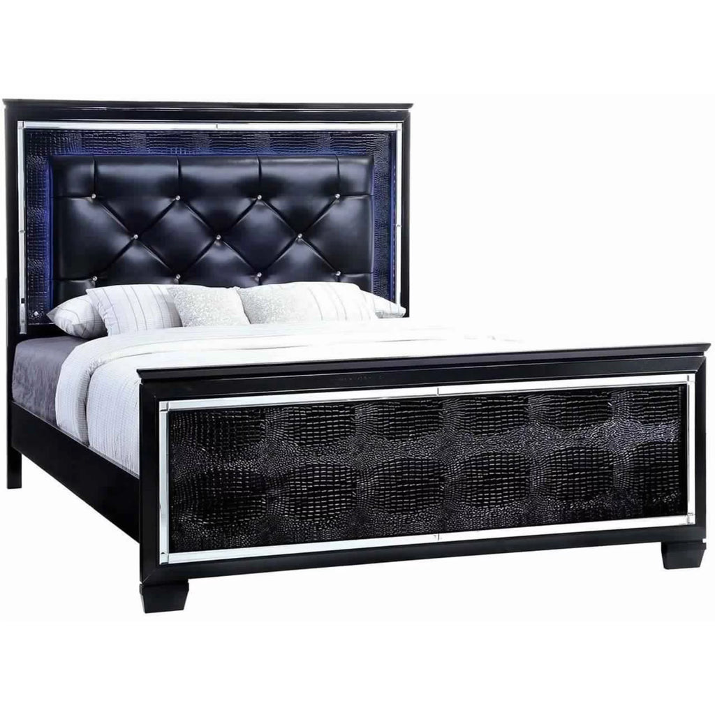 California King Size Bed with Silver Trim Accents B513344