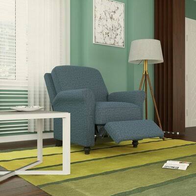 Caribbean Blue Chenille Polyester Manual Standard Recliner E430541