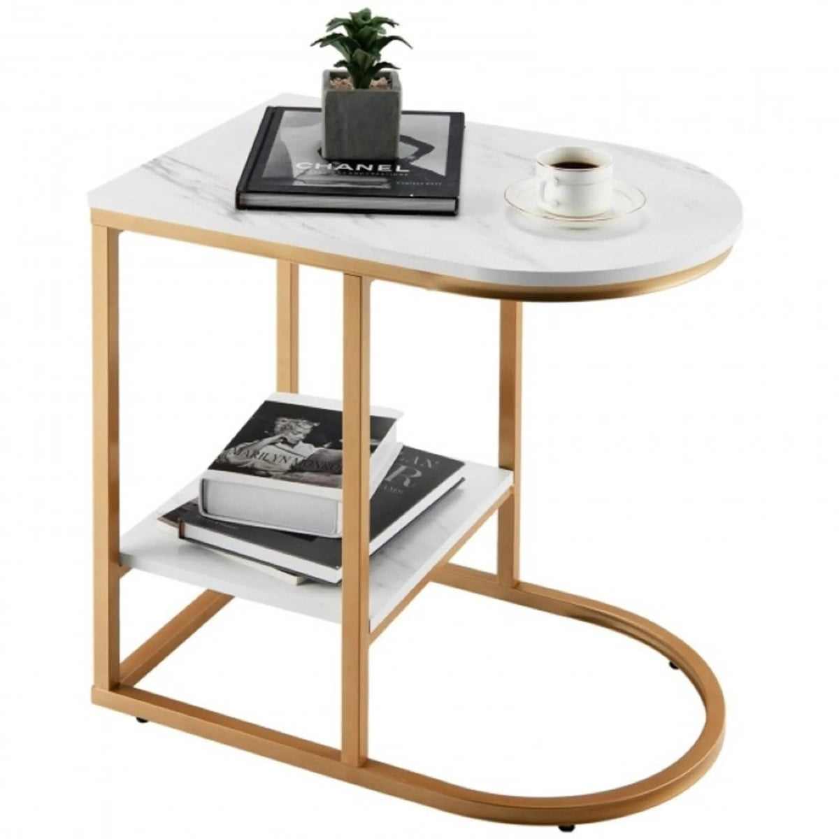 Mini Side Table with Steel Frame & Faux Marble Top T426