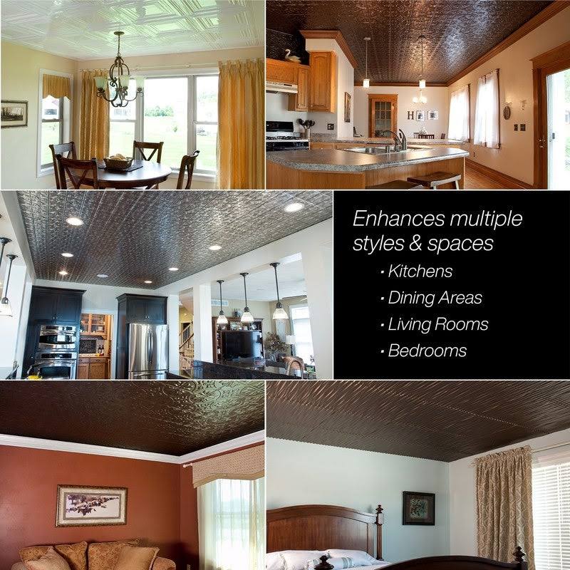 Crosshatch Silver 5 Pack Vinyl Glue Up Ceiling Tile R4660