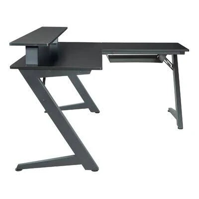 Carbon Black Black Matte L-Shape Gaming Desk with Hutch M257637