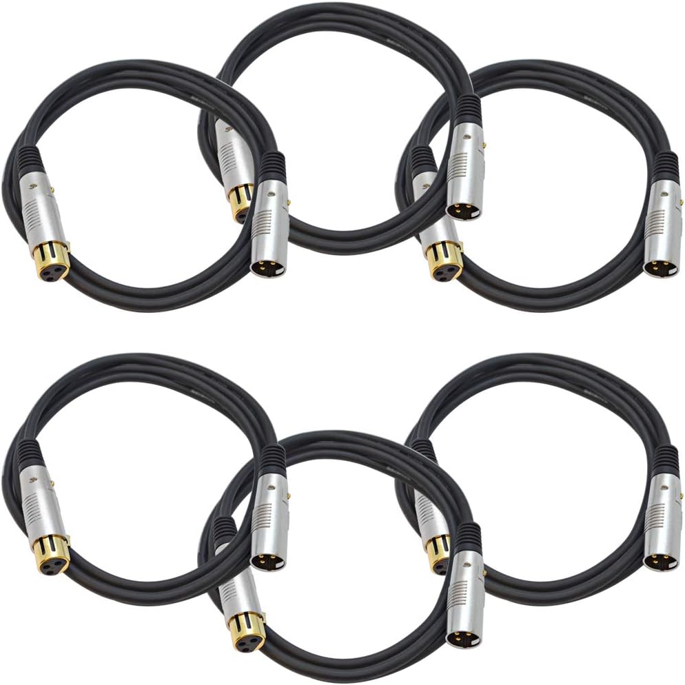 6 Pack 6 Foot Gold Plated Orange XLR Microphone Cable K66794